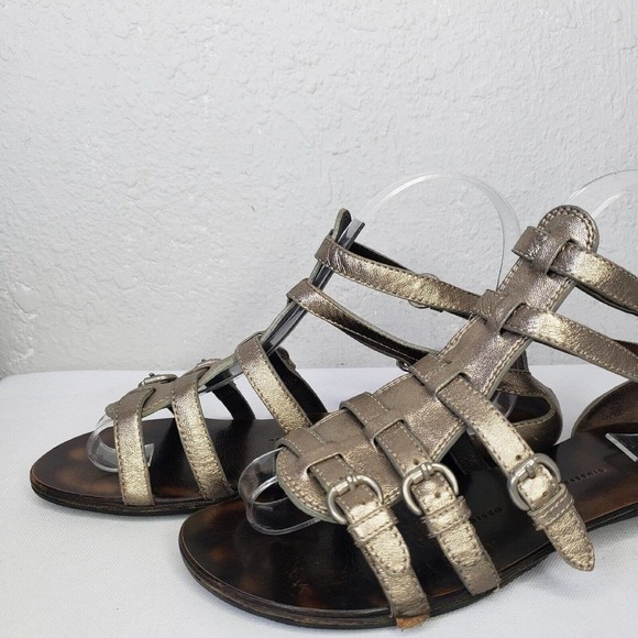 Giuseppe Zanotti Gladiators Gold Leather Flat Sandals Ankle Buckle - Picture 7 of 11